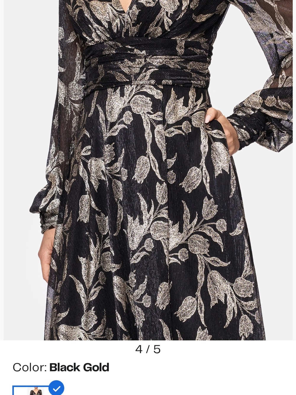 Betsy & Adam Black and Gold Floral Long-Sleeve Dress - Picture 6 of 11